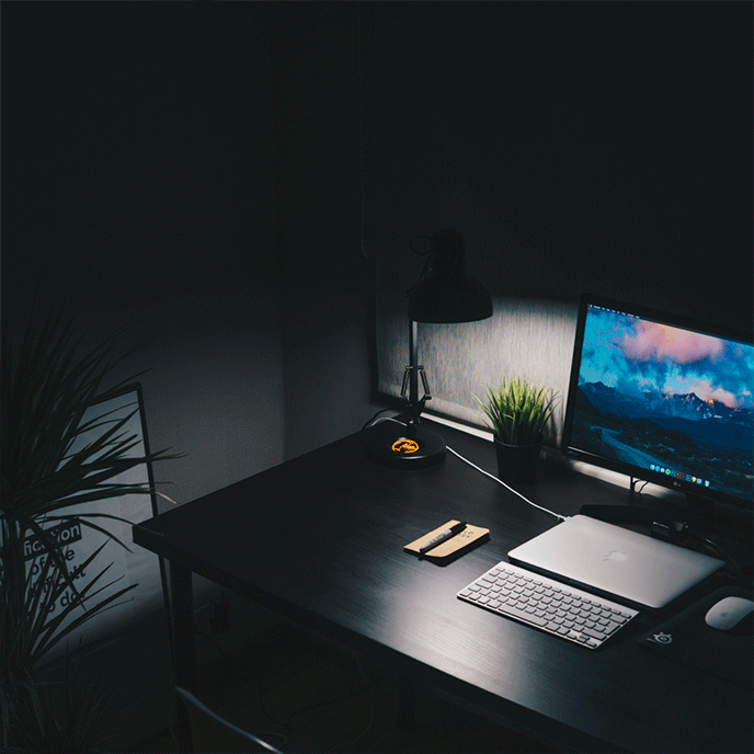 A software developer computer desk setup with Nasir Watts